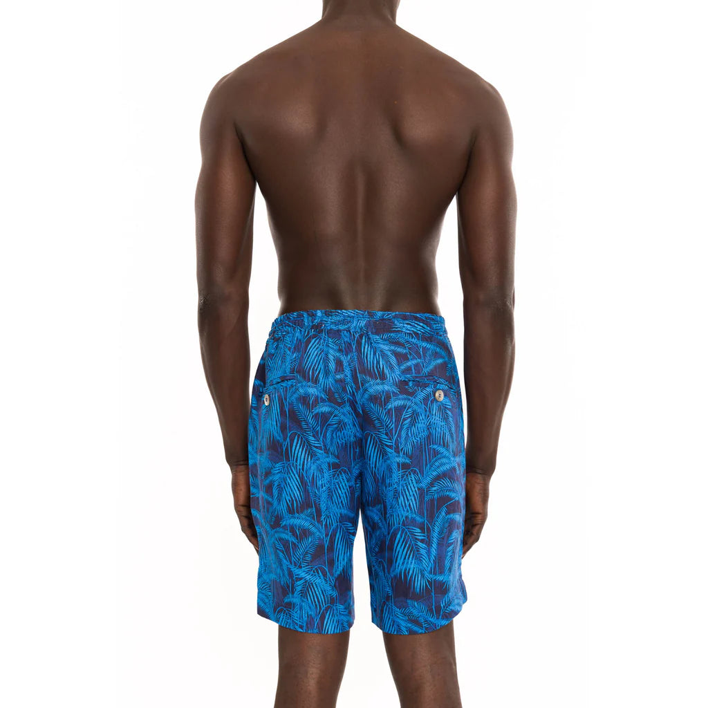 PALM PRINT ELASTICATED LINEN SHORTS - DANWARD