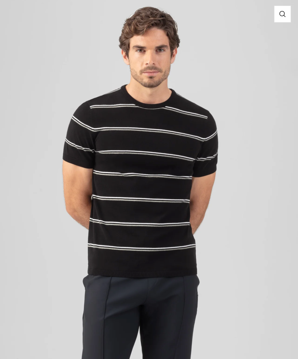 BLACK OR NAVY Striped Mesh T-Shirt - RON DORFF