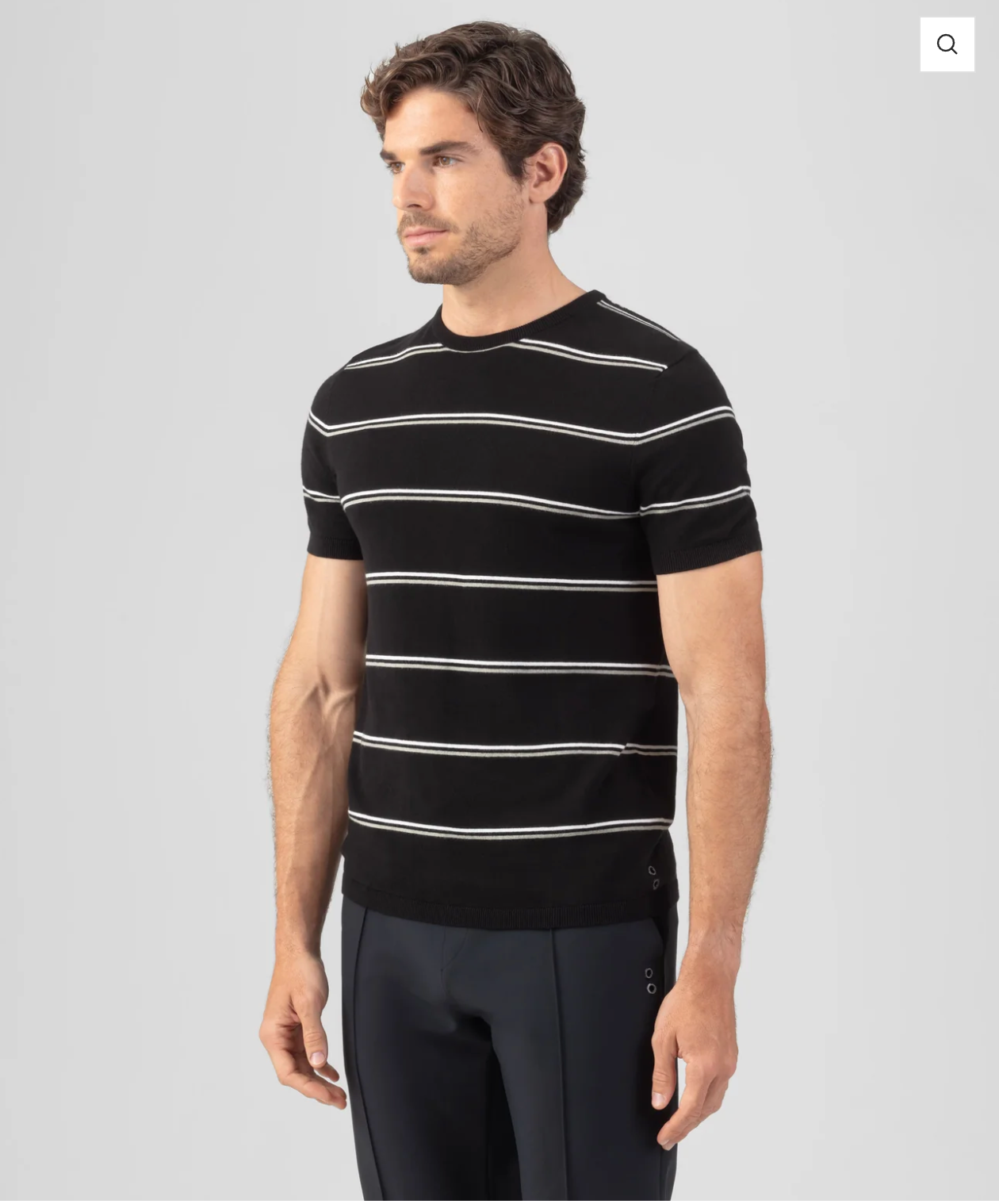 BLACK OR NAVY Striped Mesh T-Shirt - RON DORFF