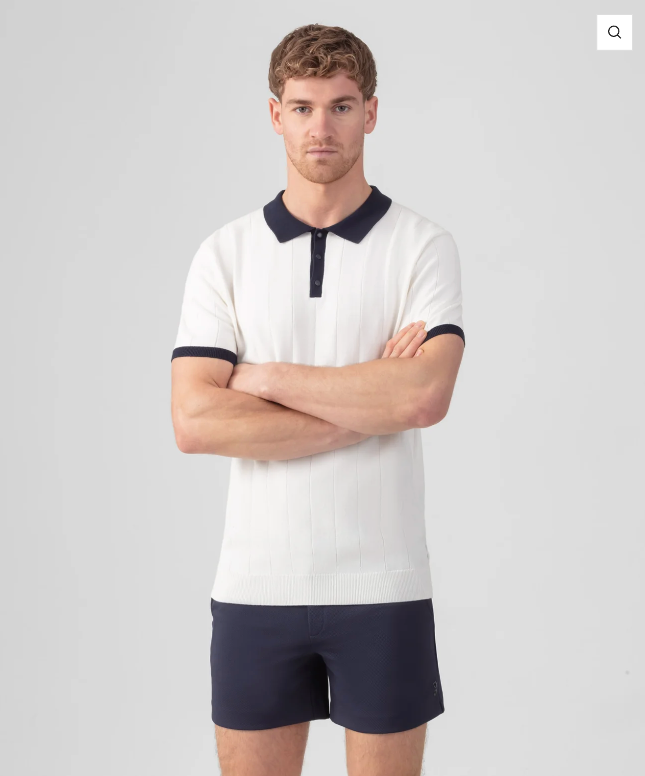 COTTON POLO SHIRT WITH VERTICAL LINES WHITE OR NAVY - RON DORFF