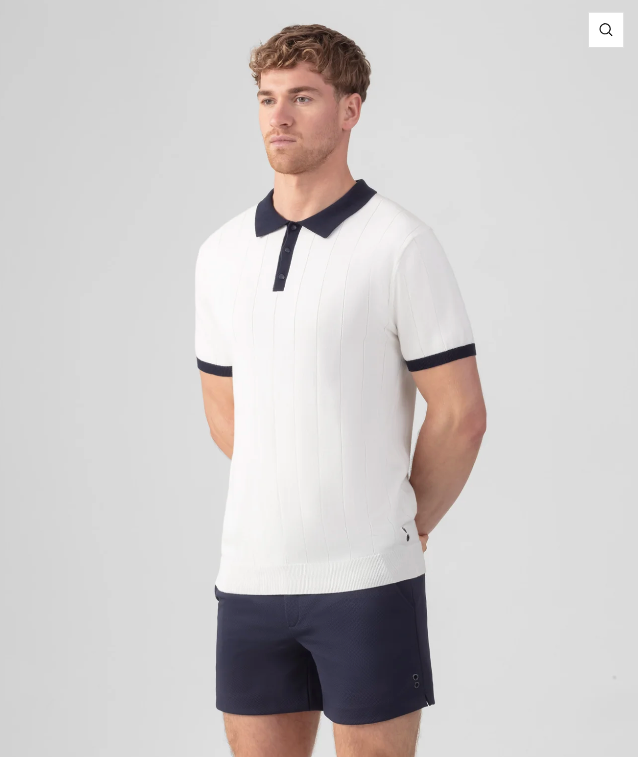 COTTON POLO SHIRT WITH VERTICAL LINES WHITE OR NAVY - RON DORFF