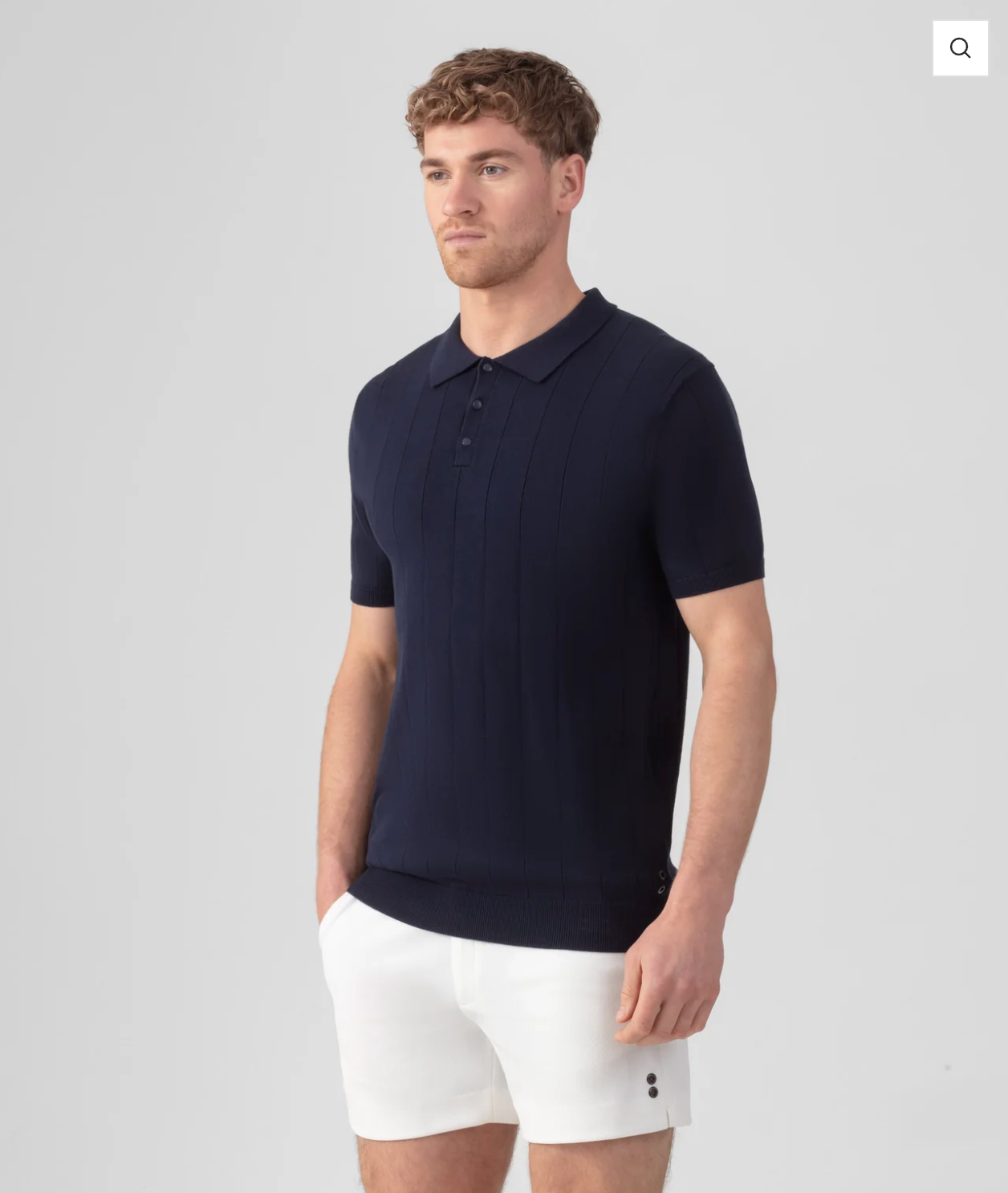 COTTON POLO SHIRT WITH VERTICAL LINES WHITE OR NAVY - RON DORFF