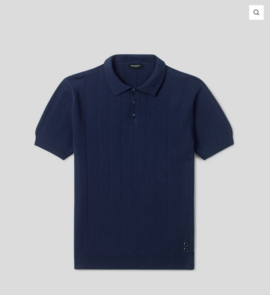 POLO EN COTON AVEC LIGNES VERTICALES BLANC OU NAVY - RON DORFF