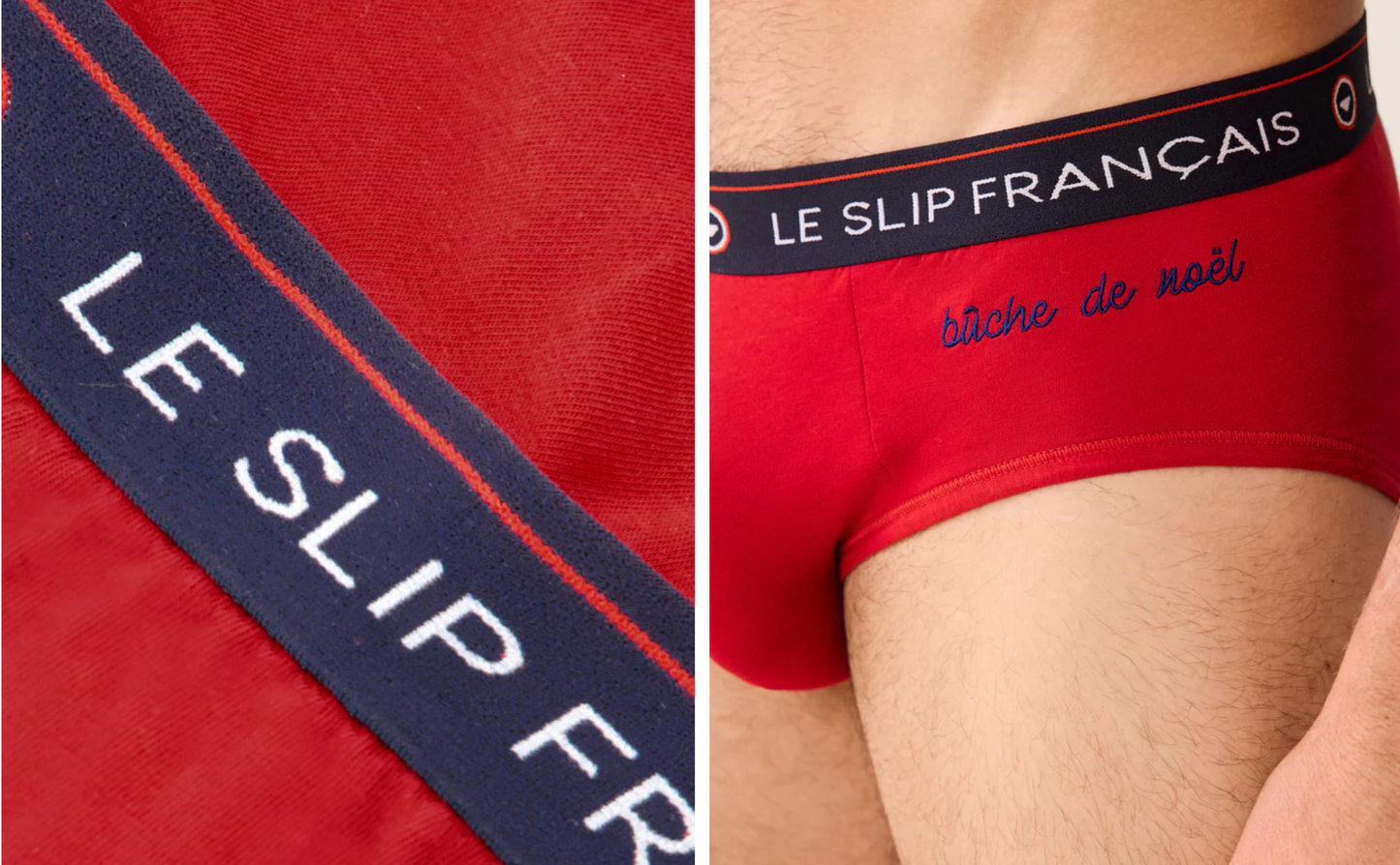 CALZONCILLO INTREPIDE ROJO BORDADO “BUCHE DE NOEL” - LE SLIP FRANCAIS