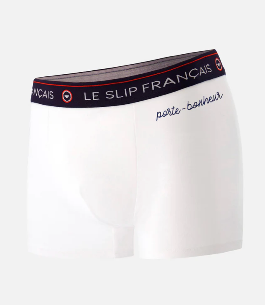 BOXER LE REDOUTABLE BLANC BRODÉ "PORTE BONHEUR"- LE SLIP FRANCAIS