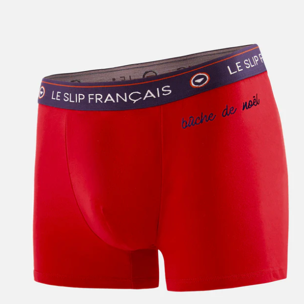 BOXER THE REDOUTABLE RED EMBROIDERED "CHRISTMAS BUCHE" - FRENCH BRIEFS 