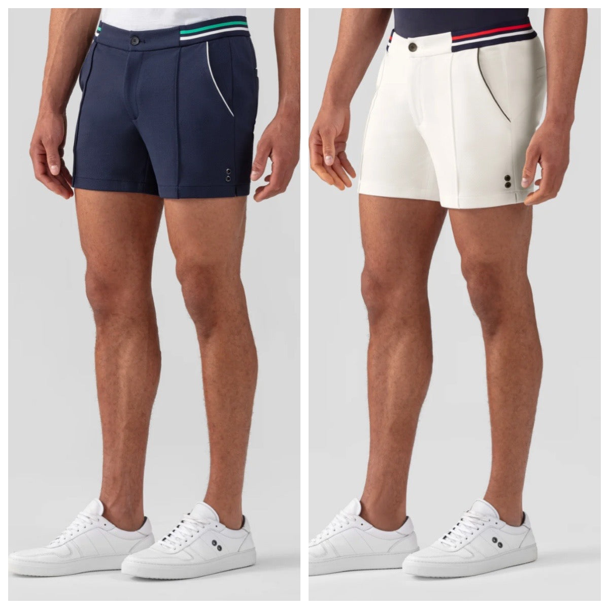 STRIPED TENNIS SHORTS WITH BELTS - RON DORFF