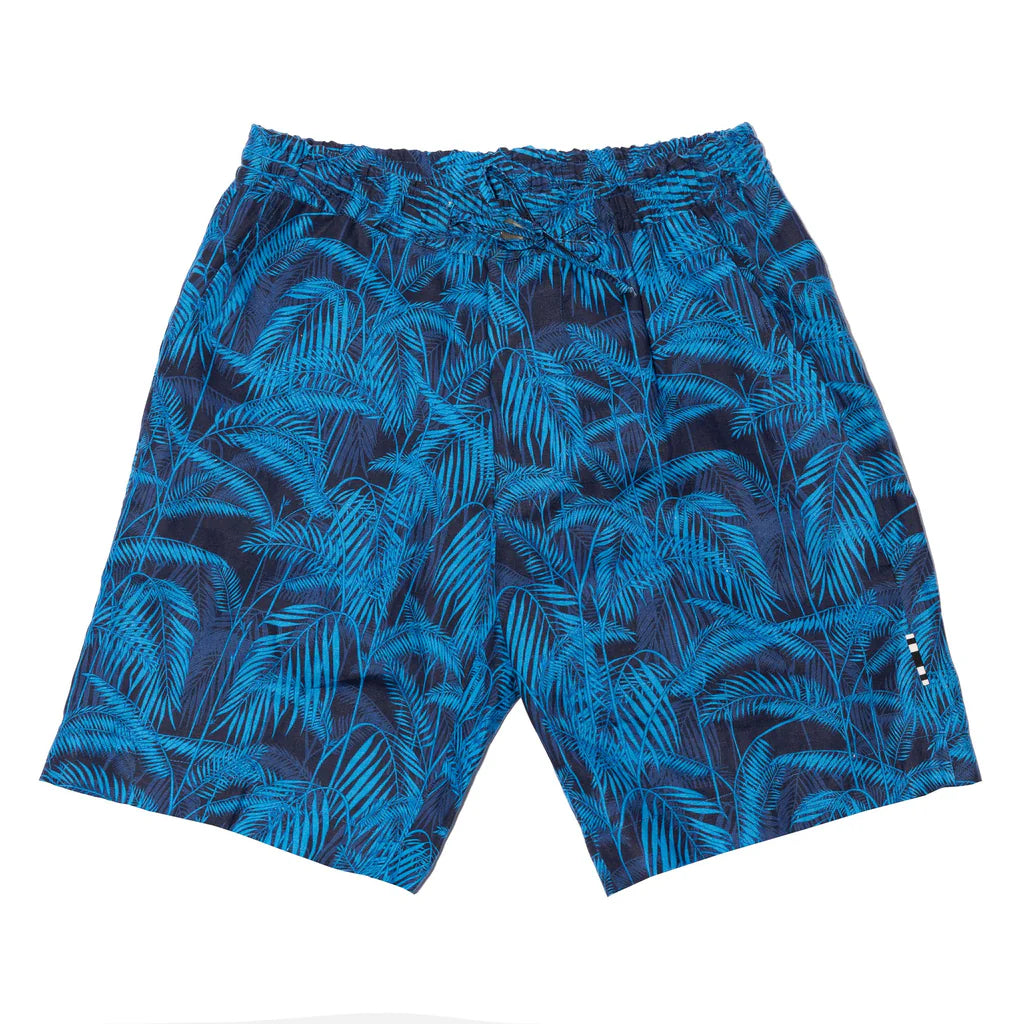 PALM PRINT ELASTICATED LINEN SHORTS - DANWARD